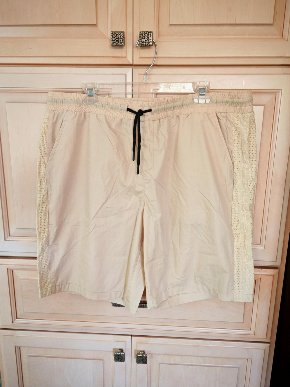 Men's Beige Swim Trunks with Drawstring
